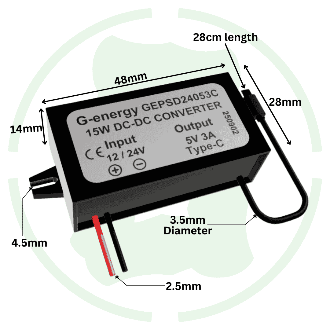 G - energy GEPSD24053C 12V 24V To 5V 3A 15W Type - C Output Dc To Dc Converter - G - energy