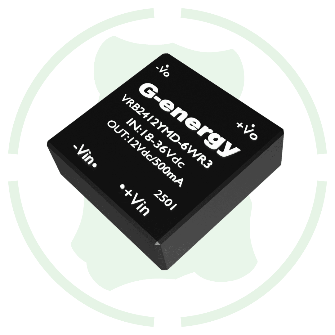 G-Energy VRB2412YMD-6WR3 24V to 12V DC Converter with input voltage range 18-36V and 500mA output.