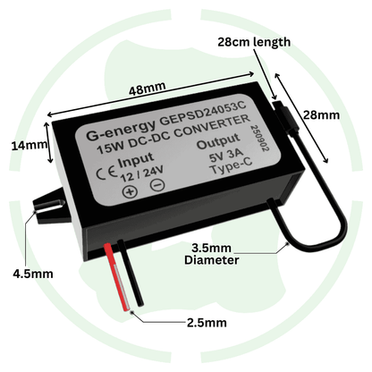 G - energy GEPSD24053C 12V 24V To 5V 3A 15W Type - C Output Dc To Dc Converter - G - energy